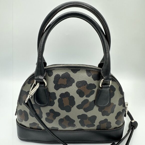 EUC Coach Mini Cora Domed Satchel Crossbody Ocelot Print & Coated Canvas #F36219 - Picture 4 of 13